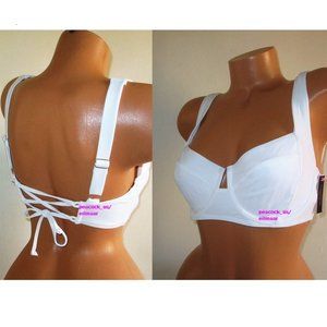 Victoria's Secret Swim Lace Up Back Bikini Top 34B  Snow White Underwire